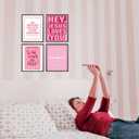 Locomiss Pink Dorm Decor Wall Art Posters, Preppy Y2K Teen Girls Wall Art Room Decor, Christian Pink Wall Dorm Decorations Prints for College Teen Girls, Set of 4 (12x16 Unframed)