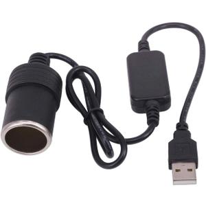 LIXIN 12V Car Cigarette Lighter, USB to Socket Female Cable Converter-Black ((1.2m/3.9ft))