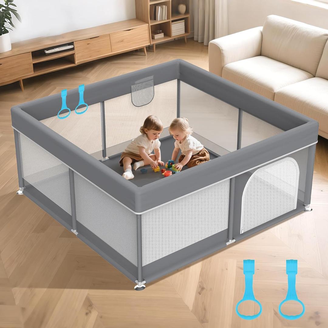 50x50 Small Baby Playpen - Full Cover Anti-Collision Grey Playard for Babies and Toddlers Space-Saving Safety Play Yard Indoor Activity Center for Apartments Gray