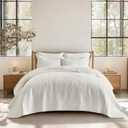EVERGRACE 100% Cotton Paisley Quilt Set, Oversized King 3 Piece Set Prewashed Lightweight Bedspread with 2 Shams, Soft & Breathable Matelasse Coverlet for All-Season Comfort, Bright White | Paisley Stitch, 100% Cotton, Pre Washed, Oeko-Tex Certified, Soft, Lightweight