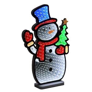 MEETYAMOR Christmas Decorations Indoor, Snowman Infinity Mirror Tunnel Light for Christmas Decor, Night Lights with Endless Extension for Home Mantel Table Centerpiece Lamp Xmas Decorations