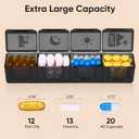 Fullicon Extra Large Weekly Pill Organizer 4 Times a Day, XL Large Pill Box, 7 Day Medicine Organizer, Pill case for Vitamin/Fish Oil/Supplements (Black)