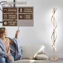 LED Modern Floor Lamp for Living Room, 40W 3 Colors Stepless Dimmable and Color-Changing Bright Floor Standing Lamp,60" Unique Spiral Floor Tall Lamp for Bedroom Office with Remote,Gold