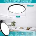 24 Inch Large Flush Mount Ceiling Light Fixture, Dimmable with Remote Control, 56W, 5600 Lumen, Modern, Round, Black, for Kitchen, Dining Room, Bedroom, Living Room, Home Office