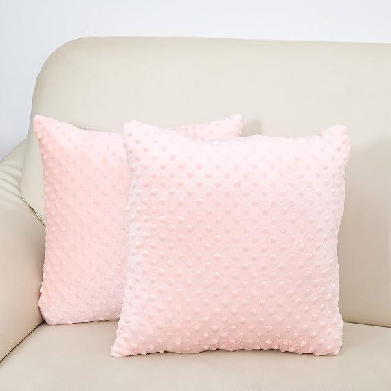 QUENESS 2 Packs Throw Pillow Covers, Neutral Decorative Couch Pillow Cover for Living Room Bed Sofa Rustic Farmhouse Boho Home Decor, Soft Plush Cushion Case Slipcover (Hot Pink, 16"x 16")