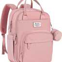 RUVALINO Diaper Bag Backpack, Multifunction Travel Back Pack for Girls, Maternity Baby Changing Bags with Changing Pad for Mom, Large Capacity, Waterproof and Stylish, Pink