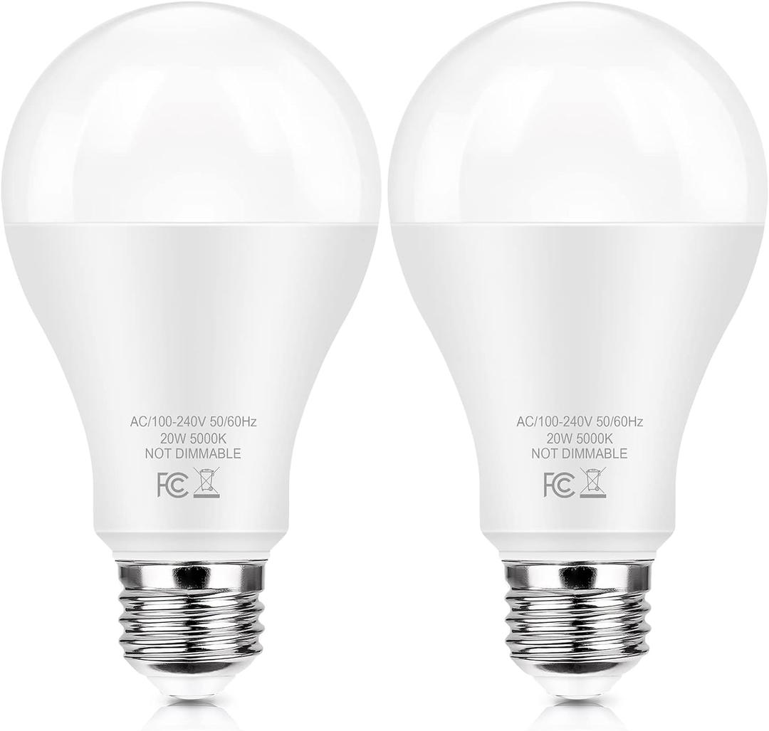 TOBUSA LED Light Bulbs 150 Watt Equivalent, 20W Super Bright Light Bulbs, Daylight White 5000K, A21 LED Bulbs E26 Base, Non-Dimmable, No Flicker Brightest Bulb for Bedroom Living Room Home, 2-Pack