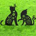 2 Packs Cat Garden Decor for Outside, Cat Gifts for Women/Men/Mom/Grandma, Metal Decorative Garden Stakes for Outdoor Lawn Statues Yard Art