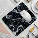 Small Mouse Pad Black Marble Texture Desk Pad, Comfortable Mouse Mat with Non-Slip Rubber Base, 8.3" x 9.8" Mousepad for Computer, Laptop, Game, Office & Home