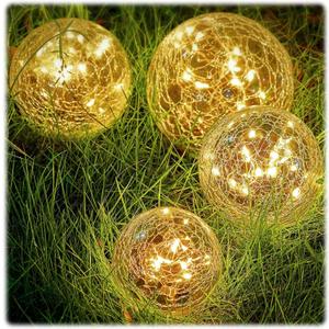 Honoson Solar Globe Lights Outdoor - Waterproof Cracked Glass Balls for Garden, Patio, Lawn & Yard, Warm White Solar LED Lights with Easy Installation & Durable Design(6 Inch,4 Pieces)