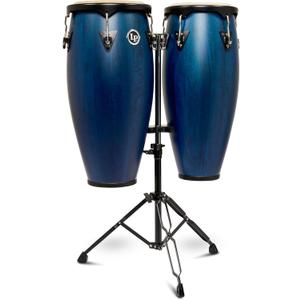 Latin Percussion City II Series Conga Set with Double Stand, Blue, LP646NYII