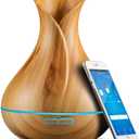 Smart WiFi Wireless Essential Oil Aromatherapy Diffuser - Works with Alexa & Google Home  Phone App & Voice Control - 400ml Ultrasonic Diffuser & Humidifier - LED & Timer Settings (Light Brown)