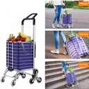 Folding Shopping Cart Removable Bag Urban Stair Climbing Cart Grocery for Beach/Picnic/Fishing(35L, Purple)