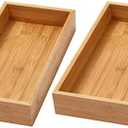 YBM HOME Bamboo Drawer Organizer Storage Box for Kitchen Drawer, Junk Drawer, Office, Bedroom, Children Room, Craft, Sewing, and Bathroom, 2 Pack 6x15x2 inch