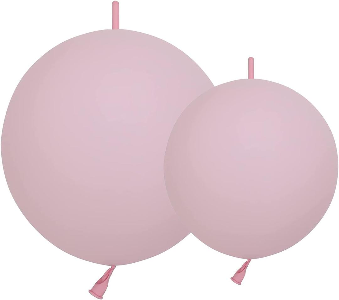 IN-JOOYAA 6 Inch 12 Inch Macaron Pink Latex Link Balloon 200 Pcs Quick Link Balloons Linkable Conected Balloon for Party Decoration