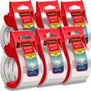 Heavy Duty Packing Tape with Dispenser, Clear Shipping Tape Packaging Tape Dispensers for Shipping Mailing Moving Sealing Storage and Packing, 2 in. x 55 yd., 6 Tape Rolls with Dispensers