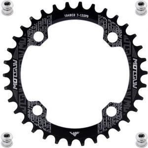YBEKI Pro-Grade 104BCD Chainring (30-52T) CNC 7075-T6 Aluminum Narrow-Wide MTB/Road Round Oval Bike Chainwheel | Shimano/SRAM 8-11 Speed Compatible | 573MPa Strength (Black Round, 34T)