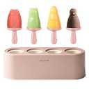Popsicle Mold Set 4 Pieces Homemade Silicone Popsicle Maker Easy Release Ice Cream Molds Reusable DIY Pop Molds (Pink, WinterWonder Pops)