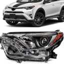 SCITOO Headlight Assembly Fit 2016-2018 for Toyota RAV4 Black Housing Amber Reflector Pair Headlights 81170-0R080