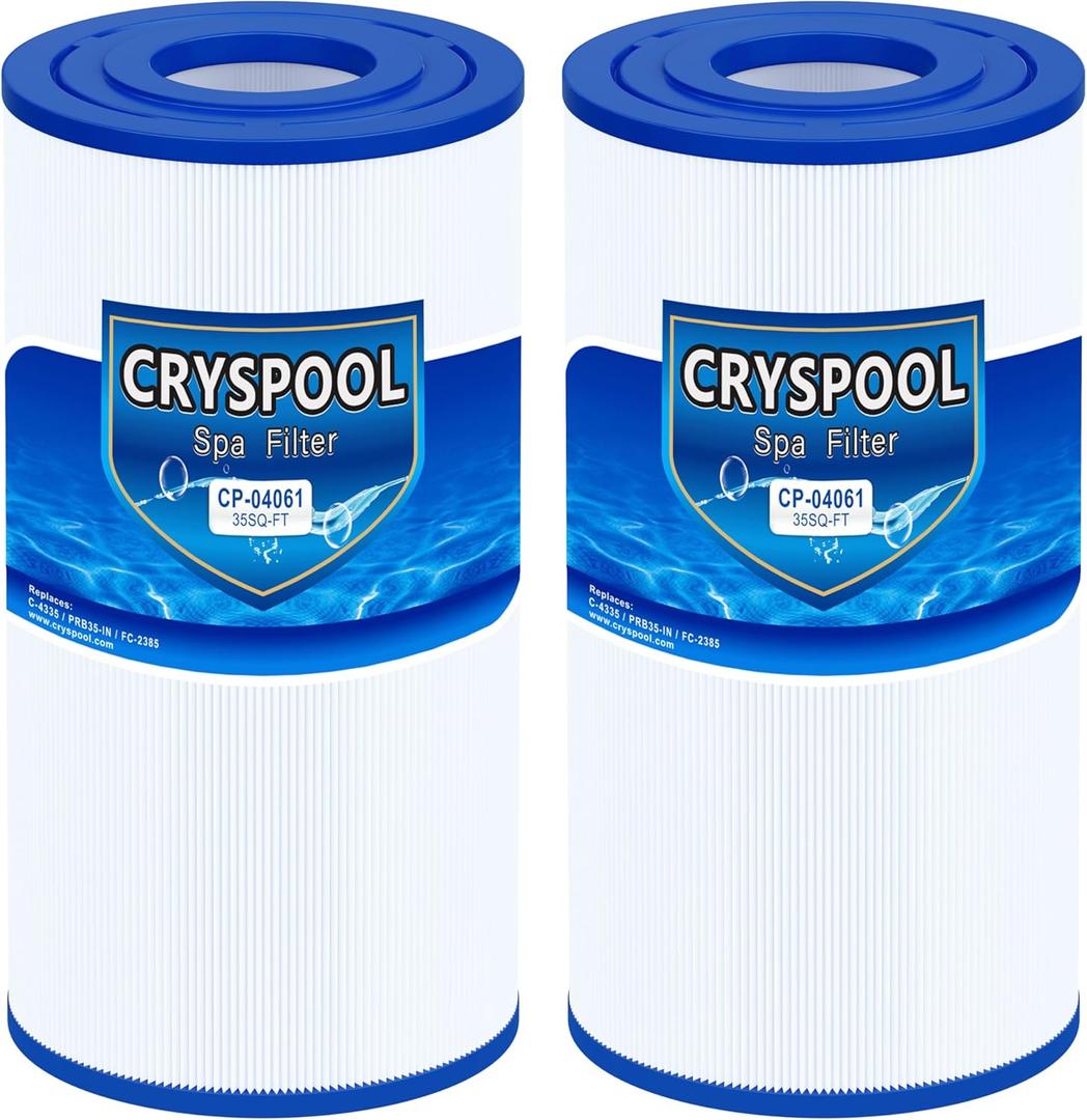 Cryspool 04061 Filter Compatible with C-4335, PRB35-IN, R173431, Guardain 409-219, FC-2385, 03FIL1300, 35 Sq. Ft Spa Filter Cartridge, 2 Pack