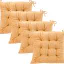 Set of 4 Chair Cushions for Dining Chairs with Ties, Indoor Non-Slip Kitchen Chair Pad and Dining Room Seat Cushion Mat for Office Living Room Outdoor 15.5" - Turmeric Yellow