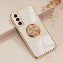 EYZUTAK Electroplated Magnetic Ring Holder Case for Samsung Galaxy S21 5G, 360 Degree with Rotation Metal Finger Ring Holder Magnet Car Holder Soft Silicone Shockproof Protective Cover - Light Pink