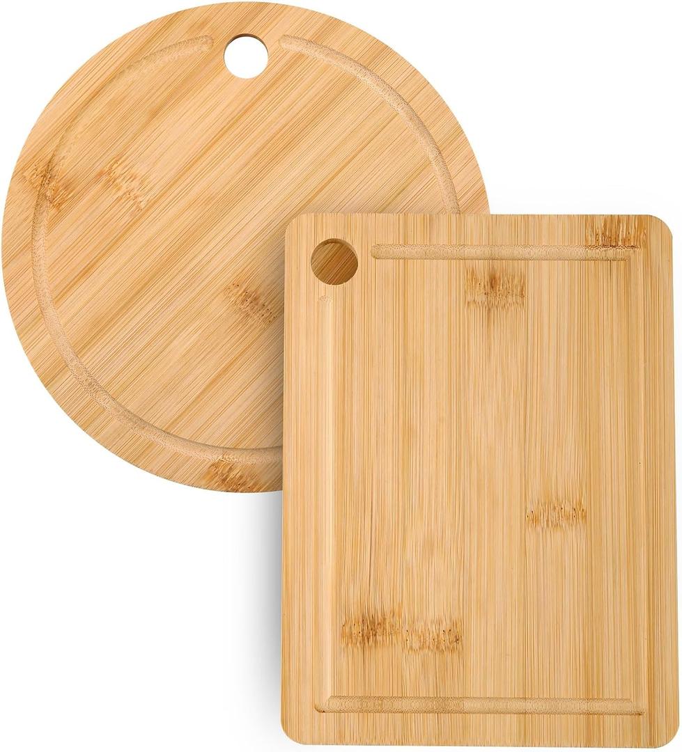Donxote Small Cutting Board Set of 2 - Compact with Juice Groove for Fruits, Vegetables, Cheese & Sandwiches, Lightweight & Non-Toxic Mini Boards for Charcuterie, Camping & Kitchen