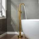 WOODBRIDGE F0007 BG Freestanding Tub Filler Bathtub Floor Mount Brass Bathroom Faucets with Hand Shower, F-0007 Golden, Brushed Gold