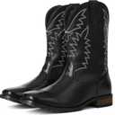 SaraIris Mens Brown Cowboy Western Working Round Toe Pull On Cowgirl Boots (Black)