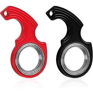 2pcs Pack of 3Keychain Spinner Toy, Keychain Spinner Portable Keychain Spinner Fidget Key Ring Spinner for Teens Adults Finger Exercise Anxiety Relief (Black, Red)
