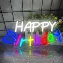 Happy Birthday Light Up Sign,Birthday Partys Decor Dimmable LED Happy Birthday Neon Sign,Neon Lights for Wall Decor Happy Birthday Led Signs for Backdrop Birthday Celebration Decoration