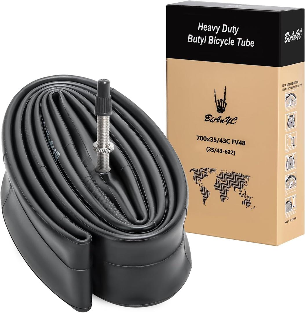 Heavy Duty 700C Bike Tube 700x35-43C Compatible with 700x35C 700x36C 700x37C 700x38C 700x39C 700x40C 700x41C 700x42C 700x43C Bike Bicycle Tire Inner Tube (FV48mm Presta Valve)-1 Pack (F-045)