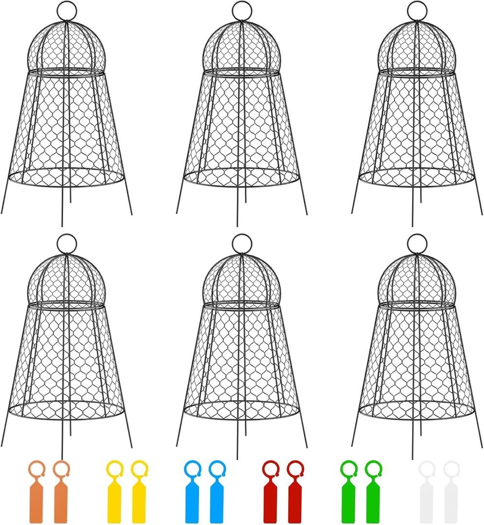 6pc Chicken Wire Plant Covers, Plant Protectors from Animals, Garden Cloches for Plants Outdoor, Extra Large 14D x 22.8H Non-Installation Plant Protect Cage.