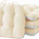 IPYNBAP Chair Cushions for Dining Chairs Set of 4, Kitchen Chair Cushions, Chair Pads with Ties and Non Slip Backing, Tufted Memory Foam Seat Cushion 4 Pack, 15.5" x 15.5" x 4", Cream