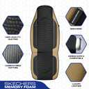 Skechers Memory Foam Car Seat Covers, Leather High Back Seat Covers Quilting Design,Waterproof Sports Car Seat Covers Front Seats,Airbag Compatible, Universal Fit for Most Cars, SUVs,Trucks,Beige