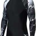 HUGE SPORTS Men's Swim Shirts Long Sleeve UPF 50+ Rash Guard Sun Shirts UV Sun Protection (X-Large)