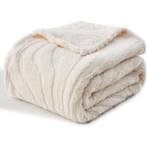 lifein Throw Blanket for Couch - Soft Boho Bed Throw Blanket, Fleece Cozy Blanket, Cute Fluffy Lightweight Blankets&Throws for Sofa, Chair, Home Decor, Woman (50x60in, Cream)
