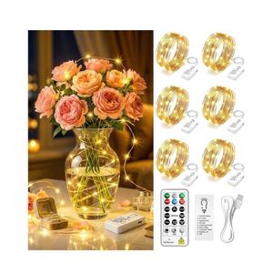 HXWEIYE 3 Pack Rechargeable Fairy Lights Battery Operated with Remote & DIY Timer, 7ft 20LED Mini Twinkle String Light for Mason Jar DIY Wedding Table Centerpieces Party Bedroom Christmas (Warm White)