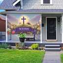 Happy Easter Bunny Rabbit Banner, Easter Eggs Flag Backdrop Spring Decorations Yard Sign for Party Supplies (he is risen, 118 x 35 inches)