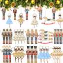 Gerrii 40 Pieces Wooden Christmas Ornaments Hanging Decor Christmas Wooden Flat Ornament for Xmas Tree Decor (Vintage Nutcracker Princess Ballet Mouse King Soldier)