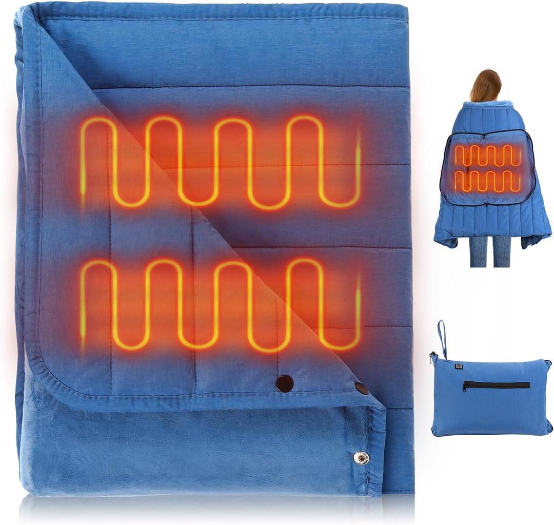 Portable USB Heated Blanket, 3 Heat Settings USB Heated Blanket Throw 3Hrs Auto Off 5V/2A,54"x38"Overheat Protection Portable Electric Blanket Wrap Machine Washable(Battery Pack Not Included)