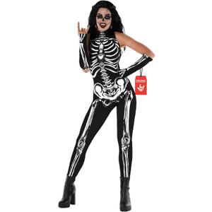Morph - Sleeveless Skeleton Costume Women - Womens Skeleton Costume Bodysuit - Halloween Skeleton Costume Women Skeleton - Womens Halloween Costumes Skeleton L