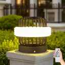 Solar Post Lights with Remote Control, Modern Pillar Light Dusk to Dawn IP54 Waterproof Solar Post Cap Lights with 3200K LED Outdoor Light Fixture for Garden Deck Patio Outside Lighting (Stripe )