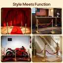6 Pack Gold Stanchions and Velvet Ropes Set, Stainless Steel Crowd Control Barriers, 4Pcs Red Carpet Ropes and Poles for Party Supplies,Photobooth Accessories, Prom,Birthday,Business,Wedding, Museums