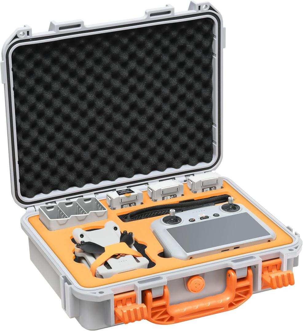 Hard Case for DJI Mini 3 Pro/3/Mini 4 Pro, Waterproof Pressure Resistant Carrying Case Accessories - Fits Latest for DJI RC 2/RC (Only Case) (Gray & Orange)