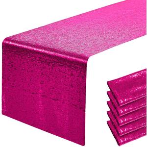 6 Packs 12 x 72 inches Hot Pink Sequin Table Runner, Glitter Fuchsia Runner for Birthday Party Supplies Decorations Wedding Bachelorette Holiday Celebration Bridal Shower Baby Shower