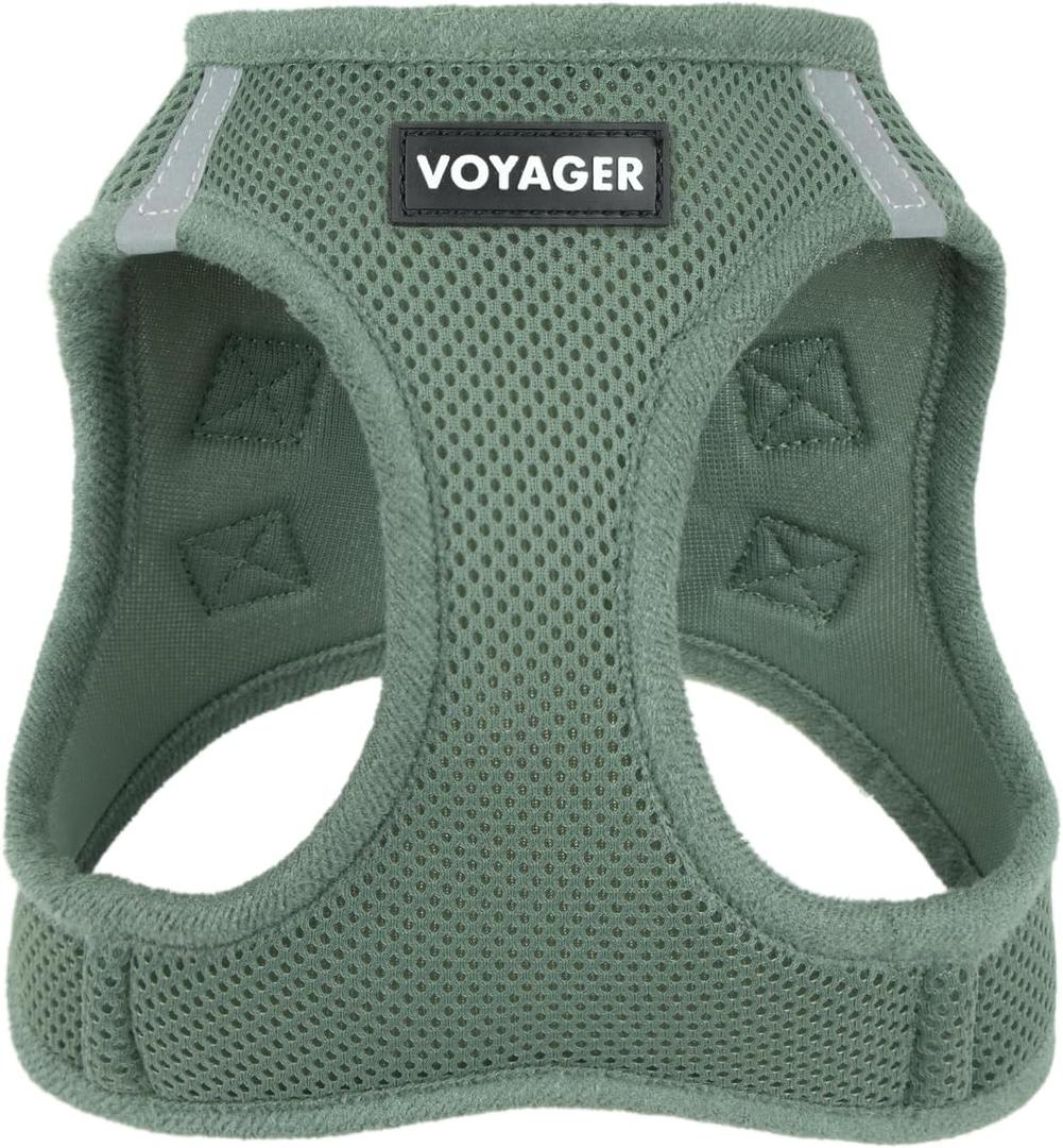 Best Pet Supplies Voyager Step-in Air Harness - All Weather Mesh, Reflective, No Pull Harness for Dogs, Cats - Secure with Hook & Loop Fastener, Buckle, Double D-Rings - Moss Green, XL  (Chest: 20.5 - 23")
