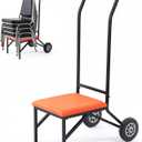 DaisyInner Heavy Duty Stacking and Banquet Chair Dolly Hand Truck with Oversized Rubber Wheels and Orange Cushion for 8-10 Chairs Coated Iron Transport Cart for Events Party Hotels Church
