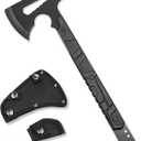 Camping Axe and Survival Hatchet 17.5in Full Tang with 3.7in Stainless Steel Blade, Hammer and ABS Handle for Outdoor Survival, Camping, Throwing and Everyday Tasks, Black