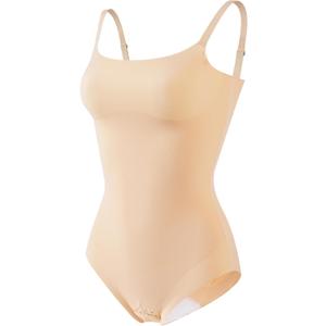 Shapewear Bodysuits For Women Tummy Control Seamless Sleeveless Body Shaper Body Suit XS-XL (Large, Beige)